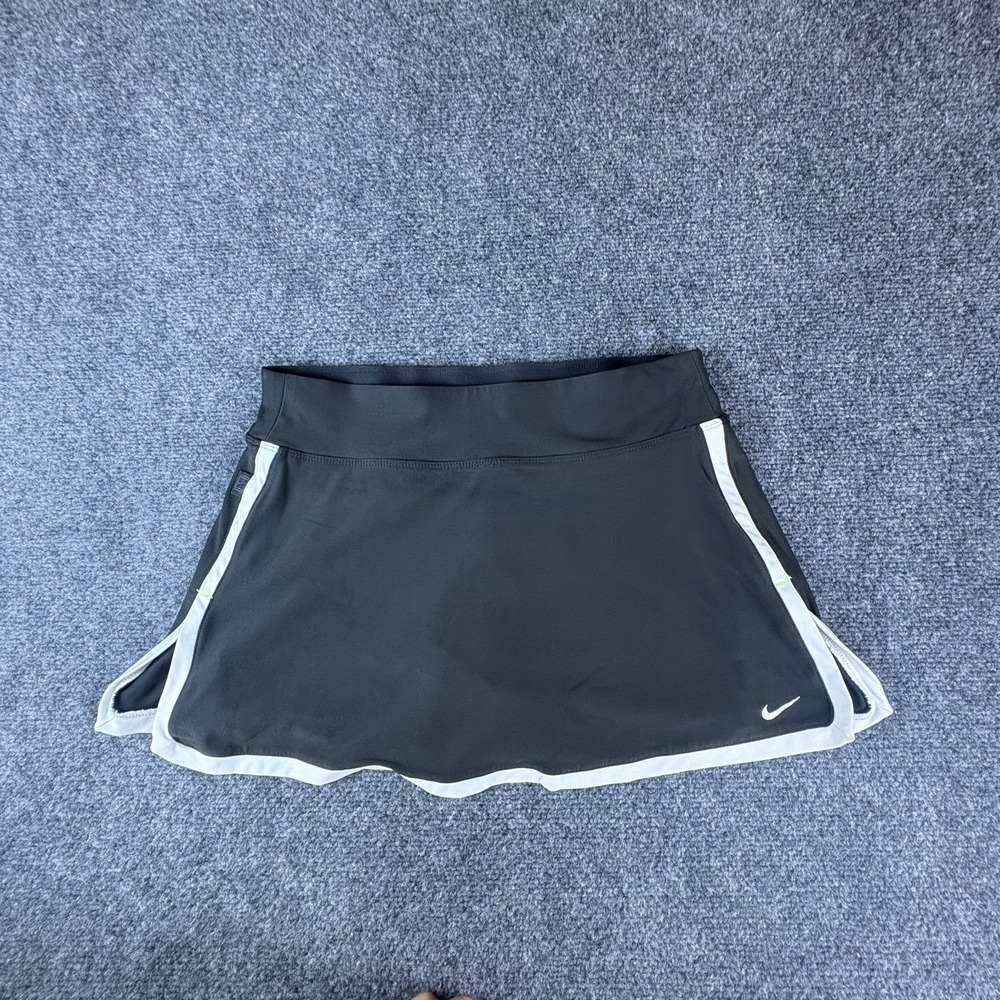 Nike Dri-FIT Tennis Inner Skirt Womens 28x12 Black White Trim Logo Athletic Golf